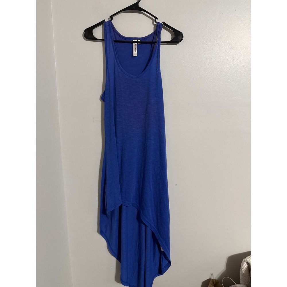 Feathers Royal Blue High Low Racerback Tank Top Large Scoop Neck Asymmetrical